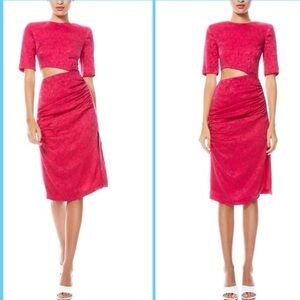 Alice + Olivia Stella Bold Pink Cut Out Dress